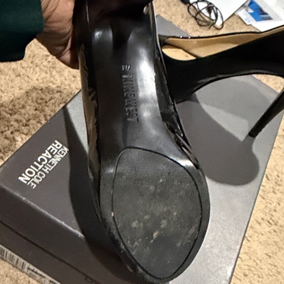 Nine West Glossy Black Peep Toe Heels - Picture 5 of 11